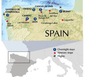 Northern Spain Alumni Adventure, Itinerary map