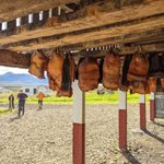 shark meat hangs to dry in Iceland