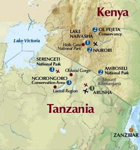 Kenya and Tanzania Itinerary Map
