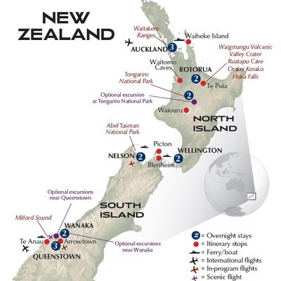 New Zealand - 2024 Alumni Adventure Map