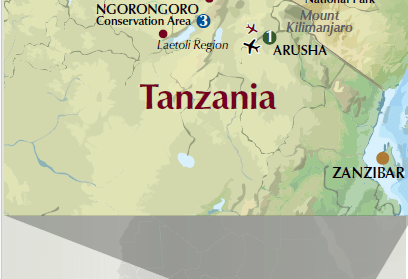 Itinerary Map, Kenya and Tanzania 2025