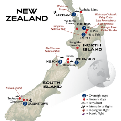 New Zealand 2026 Itinerary Map