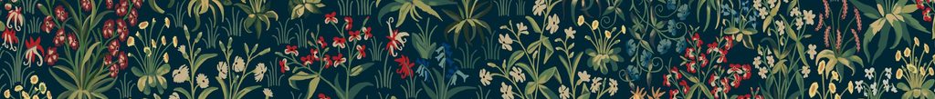 Floral background excerpted from one of Brooks Turner's tapestries