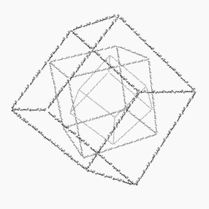 Arabic calligraphy in the form of several intertwined geometric cubes