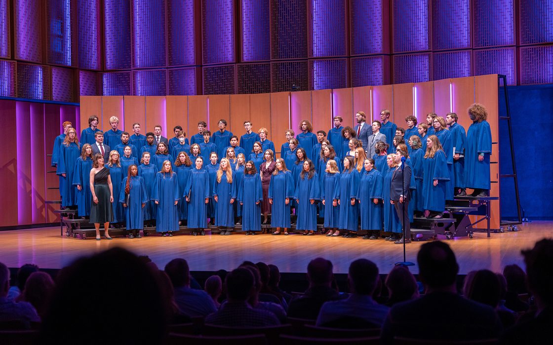 Choir performing on stage