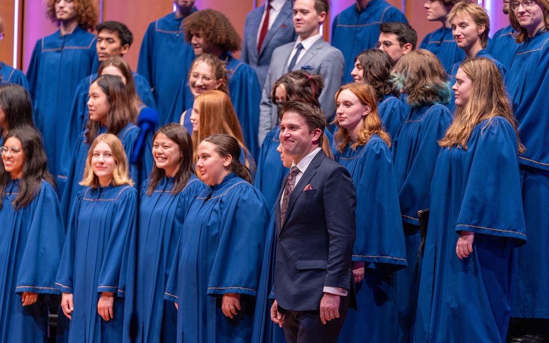 Choir performers on stage