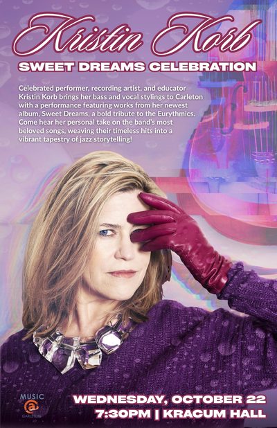 Kristin Korb concert poster. Photograph of Korb featured
