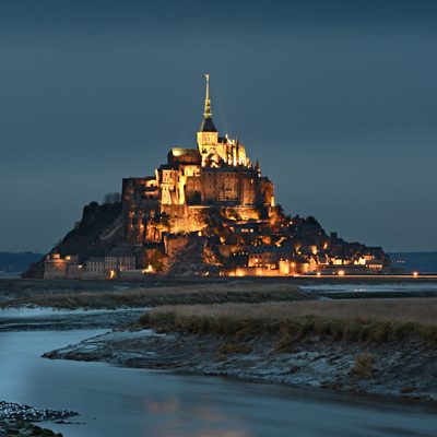 Mont-Saint-Michel, France, at night