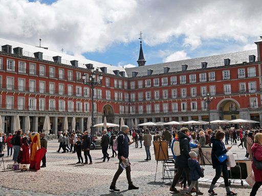 Madrid plaza with people