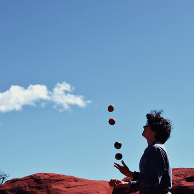 A student juggling