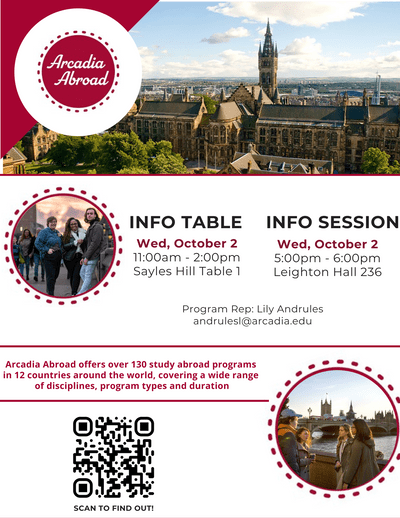 Arcadia study abroad poster