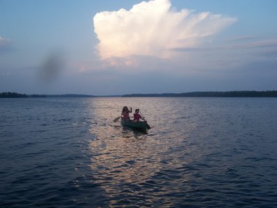 Canoeing in lake