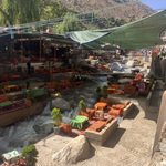 A restaurant's seating all around a river