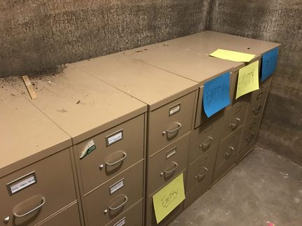 Student Financial Services empty file cabinets