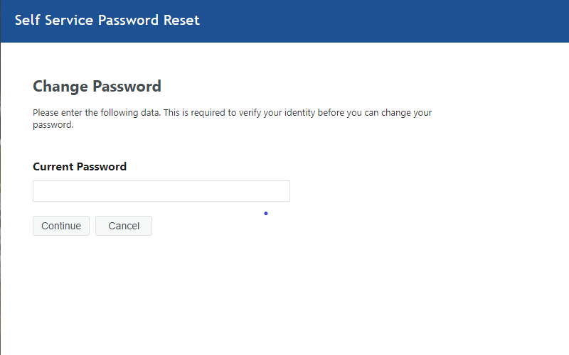 Change Password screen 2
