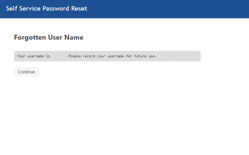 Forgotten Username screen 2