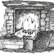 fireplace hearth ink drawing