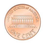 Vector image of one US penny coin.