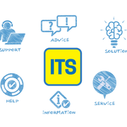 ITS logo surrounded by smaller icons for support, advice, solution, service, information and help.
