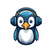 Logo for Carleton's Year of Curiosity podcast, a penguin with headset.