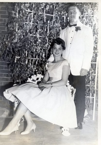 Formal dance picture of Pete and Bruce McCart at Carleton