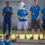 This year's welcome committee included—inexplicably—a unicorn