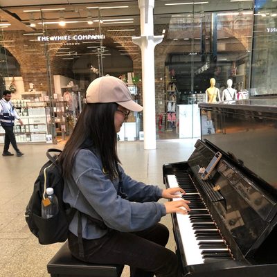 student playing the piano