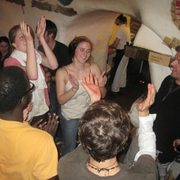 Revelry and merriment ensue at the restaurant with the Romani band playing.