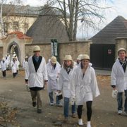 Students walk to the silver mines in Kutna Hora.