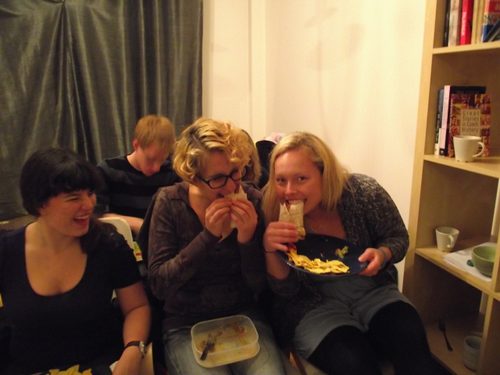 Kelsey, Bettina, and Jenny at Movie Night