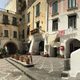 The piazza outside our apartment. The arch at the center of this photo leads to the beach!