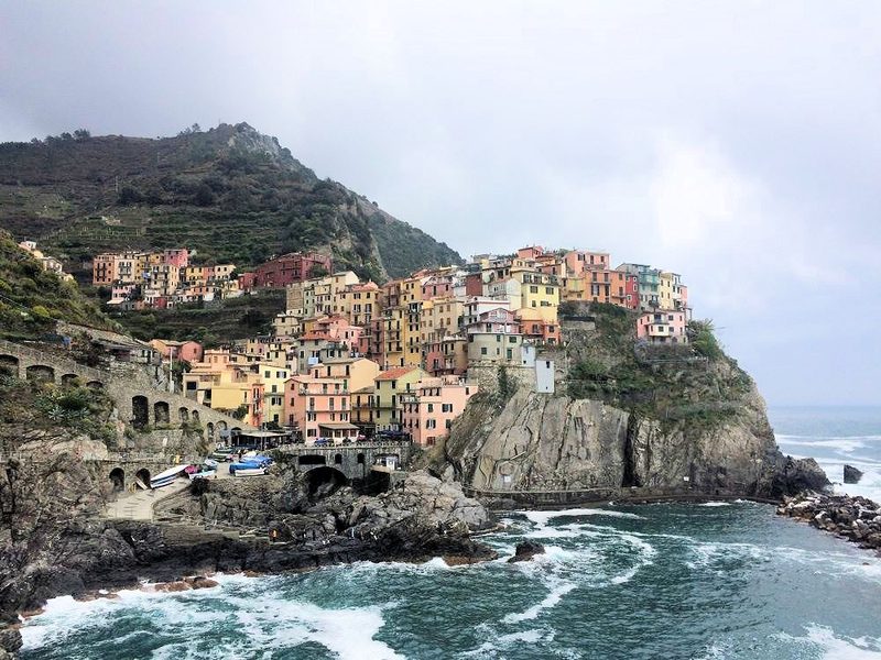 A view of Manarola, one of the towns in the Cinque Terre.