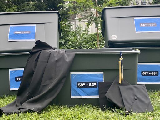 Collection bins for caps & gowns