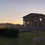 ancient greek stucture in sunset