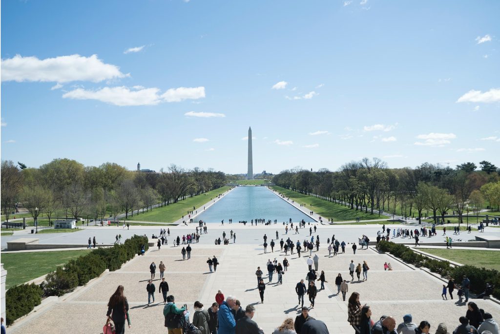 view of reflecting pool in front of the washington monument