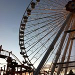 picture of ferriswheel at sunset