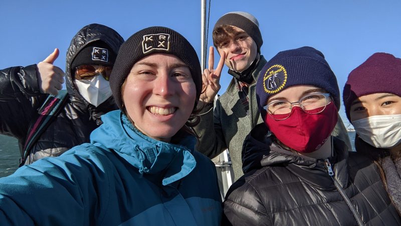 five students taking a selfie