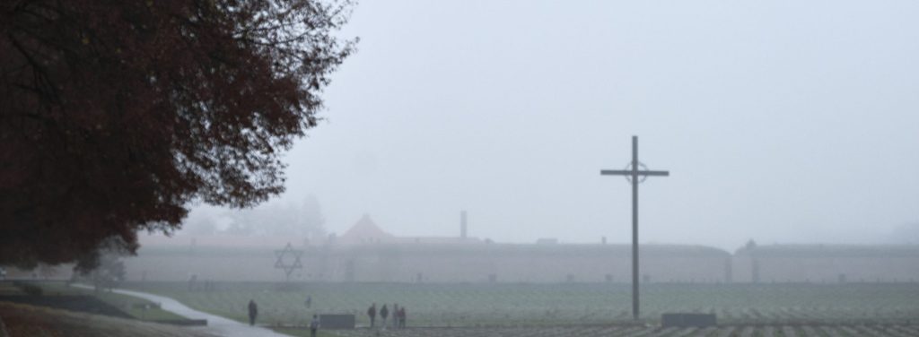 Terezín Prison a cross in the fog