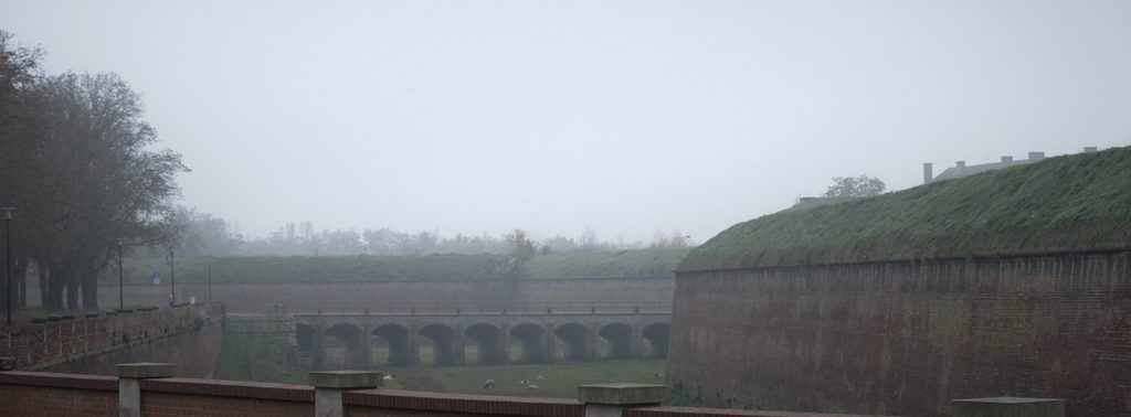 Terezín Prison in the fog