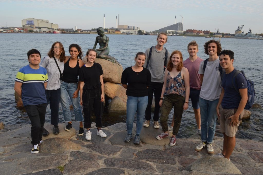 class photo infront of the little mermaid