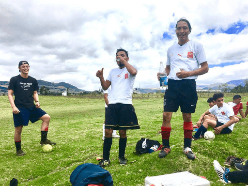 playing soccer in Ecuador