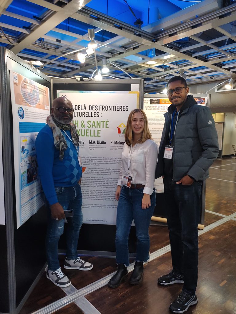 Natalia Crimmel and others stand in front of research