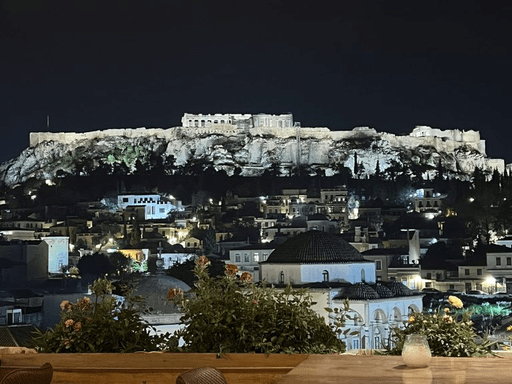 View of the Acropolis from a fun rooftop bar