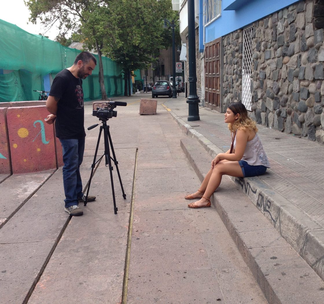 person being interviewed on camera