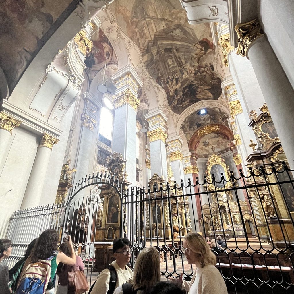 viewing a Baroque style ceiling