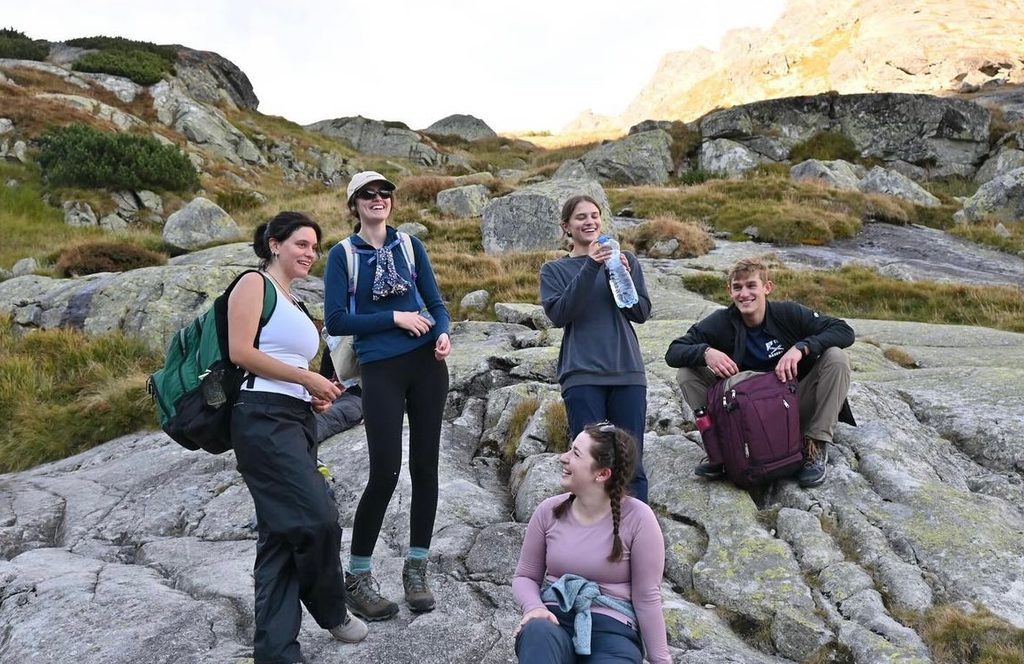 From left to right: Sadie, Meg, Audrey, Elana, and Sam on the trail
