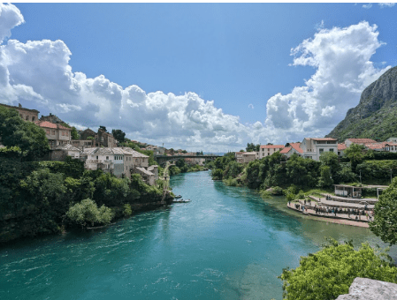 View North from the Old Bridge; Mostar, Bosnia & Herzegovina