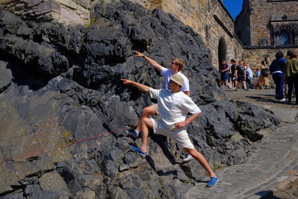 Students pose at the Fringe Festival in Edinburgh