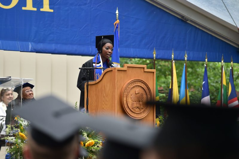 Folasade Orepo-Orjay ’22 delivers a speech at Commencement 2022