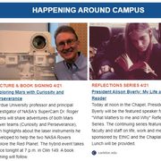 Screenshot of Happening Around Campus newsletter section from April 21, 2022